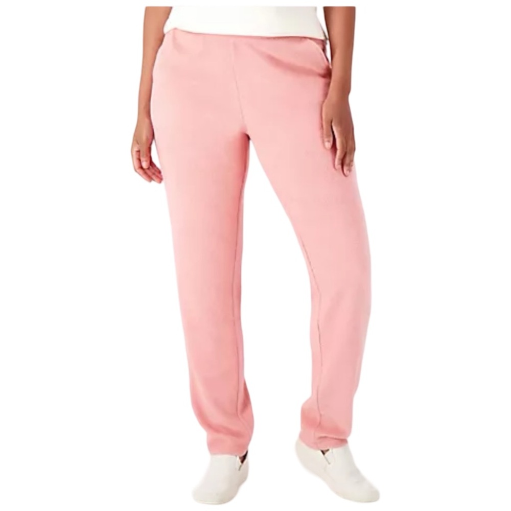 NEW Denim & Co. Comfort Zone Regular Baby Sherpa Slim Straight Pants